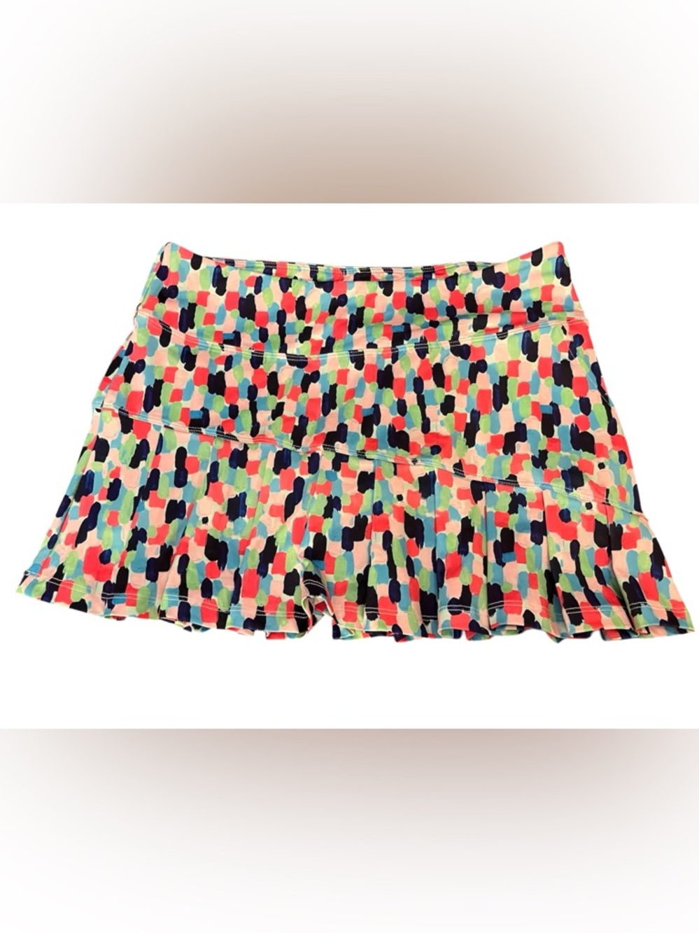 40 Lime Brand Vibrant Multi-Color Abstract Print Athletic Skirt